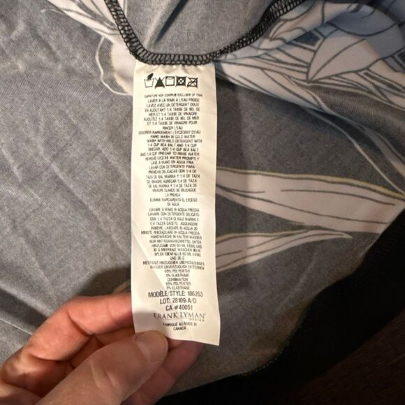 Frank Lyman design open waterfall cardigan size 8 floral tropical print black wh - Picture 7 of 10